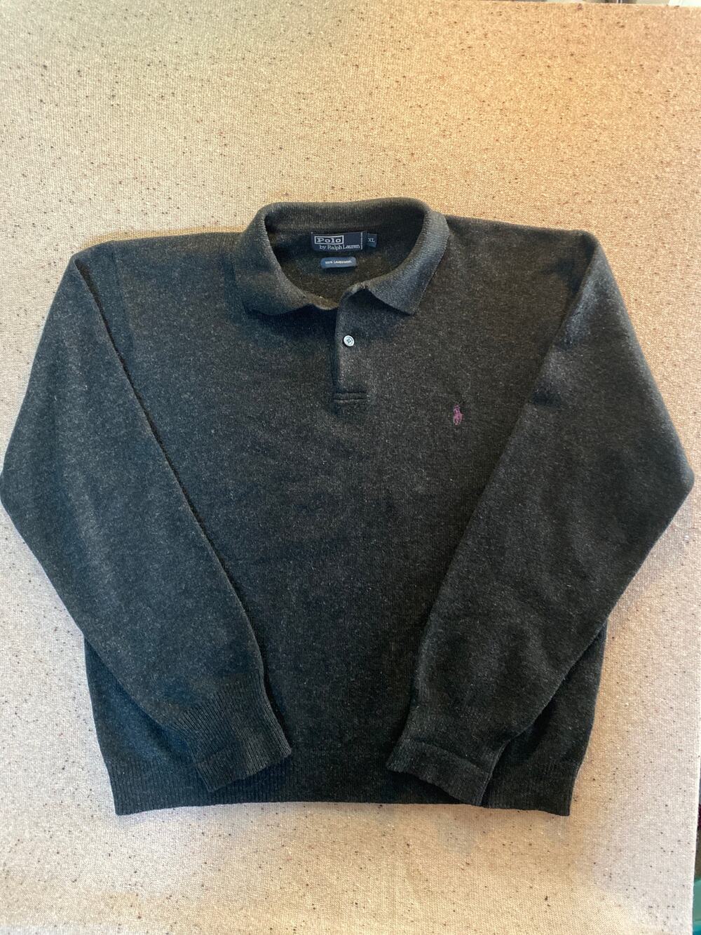 Polo Lambswool Long Sleeve Sweater Men's XL Charcoal Gray